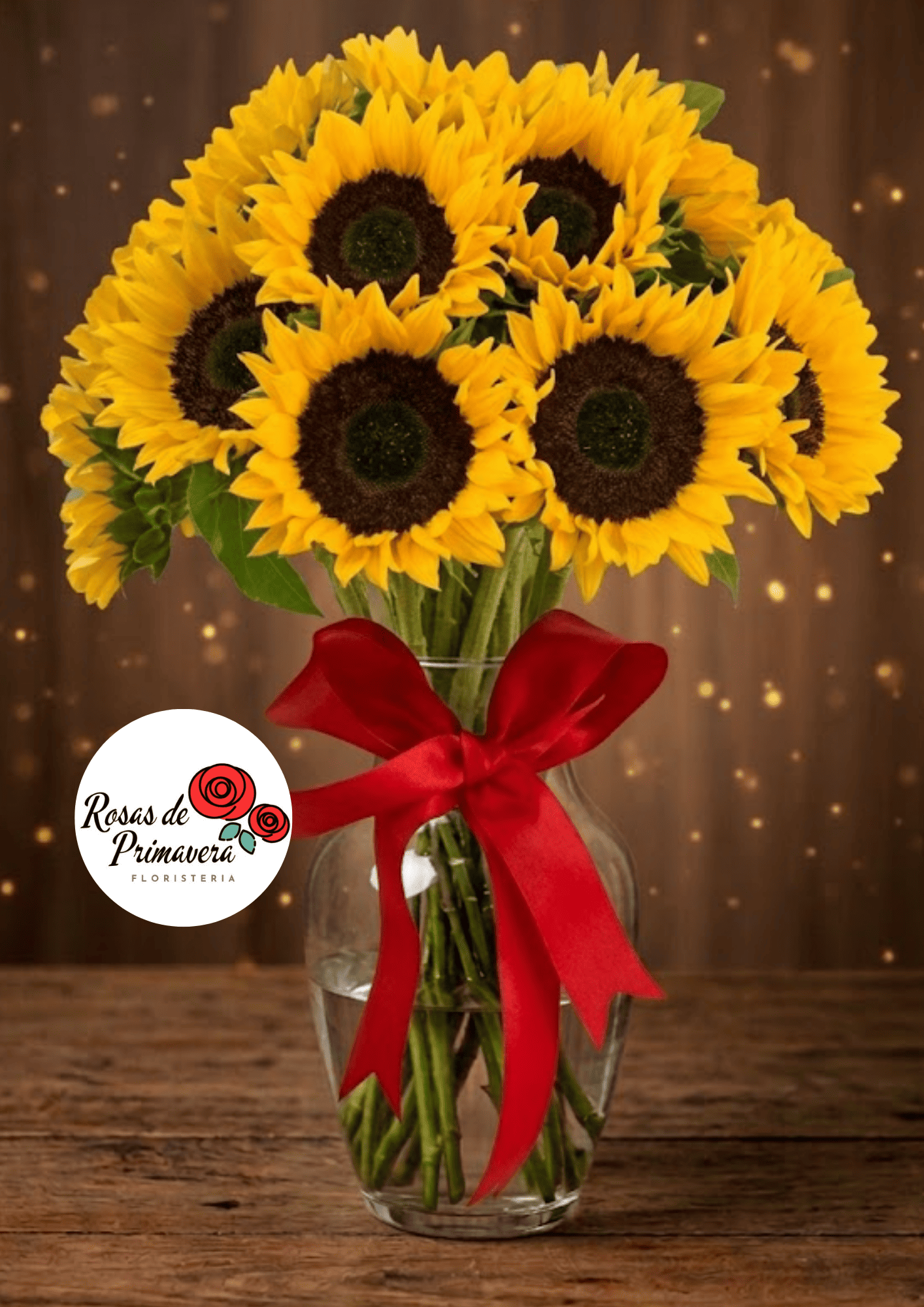 jarrón con 12 girasoles