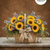 canasta con 12 girasoles