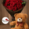 bouquet de rosas y peluche