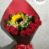 ramillete de rosas y girasoles